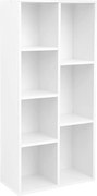 Könyvespolc, tároló 7 nyitott rekesszel, fehér