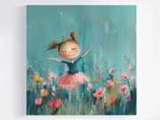 Canvas Vászonkép Gyerek Lány Öröm Virágok Tavasz 40x40