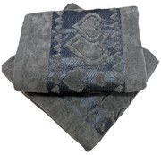 Jacquard frottír törölköző világosszürke szív 50x90cm TiaHome