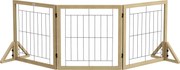 PawHut Fa Kutyabidovár 210x70 cm Pet Gate Összecsukható 3 Panel Bi-Irányú Hajlítással és Háromszög Támogatólábakkal Ajtóhoz, Folyosóra, Lépcsőházhoz T