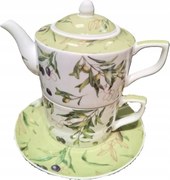 Tea for one Teáskanna kancsó csésze 480/220 ml motívum Zöld olíva