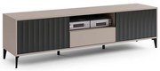 TV szekrény RONJA fiókkal, taupe/fekete színben