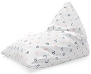 Triangl babzsák fehér alapon szívecskék, fehér