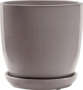 Kerámia kaspó Szürke kerek fényes Ø24cm talppal sima mázas