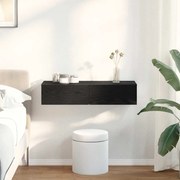 Falipolc fiókokkal fekete 80x33x17 cm műszaki fa