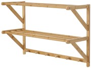 Fali Fogas Két Kalaptartóval, Bambusz, Natúr Színben, DR-B005 NAT