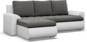 Tokio sarokkanapé, 2 ágyneműtartóval, bársony + műbőr, baloldali, szürke - fehér