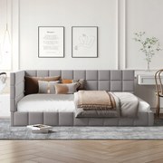 Kárpitozott kihúzható kanapé franciaágy 140x200cm bársony szürke