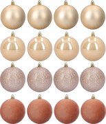Karácsonyfa gömbök szett 16 db-os 6 cm arany barna törhetetlen műanyag