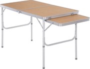 Hordozható, Összecsukható Kempingtábla Kinyitható Szárnnyal 30 kg Teherbírással, Állítható Magasság 153x60x39/71 cm | Aosom