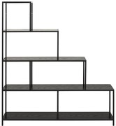 Seaford fekete könyvespolc kőrisfa dekorral, 135 x 150 cm - Actona