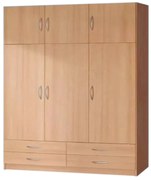 STELLA ruhásszekrény, 135x194 cm, bükk