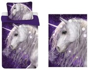 Unikornis gyerek, ovis ágyneműhuzat és polár takaró szett (Purple)