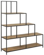 SARON könyvespolc, tölgy/fekete színben