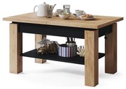 Bővíthető dohányzó- és étkezőasztal polccal ADONIS craft tölgy/fekete