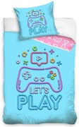 Gamer Let's Play ágyneműhuzat 140×200cm, 70×90 cm