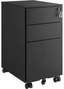 Zárható irodai szekrény , acél irattartó szekrény 3 fiókkal, fekete