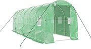 vidaXL zöld acélvázas melegház 12 m² 6 x 2 x 2 m