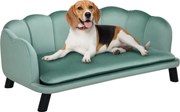 PawHut Kutyafekhely, Washable Cover, Háttámlás Pet Sofa és Fa Lábak, Macska Kanapé, Közepes méretű kutyák számára akár 25 kg-ig, Zöld | Aosom