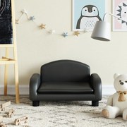 fekete gyerek műbőrkanapé 50 x 40 x 30 cm