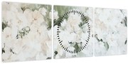 Kép - Fehér virág absztrakció (órával) (90x30 cm)