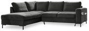 Sötétszürke bársony kinyitható sarokkanapé (bal oldali) Lofty Lilly – Miuform
