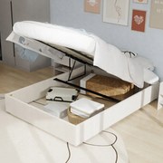 Kárpitozott ágy franciaágy 160x200 Nincs fejtámla Hidraulikus Bézs