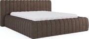 Barna kárpitozott ágyneműtartós franciaágy ágyráccsal 180x200 cm Carilla – ELTAP
