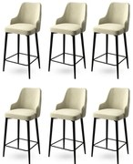 Enox Cream and Black bárszék szett, 6 db, 6 db