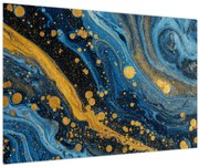 Kép - Kék absztrakció arannyal (90x60 cm)
