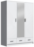 SANNA gardróbszekrény tükörrel, 150x215 cm, fehér