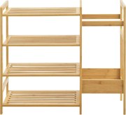 4 szintes bambusz polc kiegészítő oldalsó polccal 73,5 x 28 x 66 cm