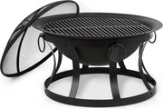 Blumfeldt Pentos, 2 az 1-ben tűzrakóhely és grill, Ø 73 cm, szikrák elleni védelem, Ø 60 cm grill, fekete