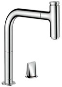 Hansgrohe Metris Select M71, kétlyukú konyhai kar Eco csaptelep 200 kihúzható kifolyóval 1jet, króm, HAN-73825000