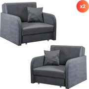 2 db-os szett, egyszemélyes ágyazható fotel szürke színben VERO