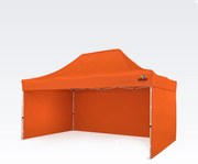 Kerti sátor 3x4,5m Acél | Gyorsan felállítható Pavilon Eseményekhez és Partikhoz - plusz 3 oldalfal - Narancs