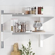 2 szintes ezüst rozsdamentes acél fali polc 75 x 40 x 60 cm