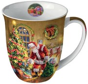 Karácsonyi porcelán bögre 400 ml Télapó ajándékokkal Gifts under Christmas tree