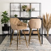 Bézs Bársony Bárszék Aranyszínű Lábbal. SALEM