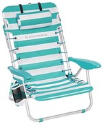 Strandszék, összecsukható kempingszék, hordozható kültéri szék, állítható háttámlával, zöld és fehér