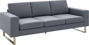 HOMCOM 3 személyes kanapé háromszemélyes szövet kanapé párnákkal és kartámaszokkal, leírás: 200 x 82 x 78 cm Sötétszürke | Aosom
