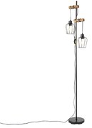 Rusztikus állólámpa fekete fával, 2-lámpás - Stronk