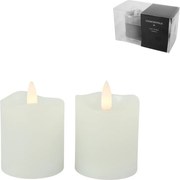 LED oszlopos gyertya LYON 8 cm fehér, szett 2 db