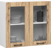 Olivia vitrines szekrény W80 H720 Fehér Tölgy Artisan Akd