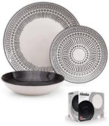 HIMBA porcelán étkészlet 18 db fekete-fehér