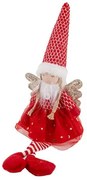 Angyal lógólábú figura - karácsonyi dekoráció - 47 cm - piros ruhás