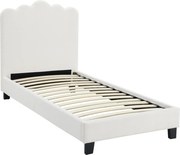 Ágy 90x200 cm méretben, krém színben, szövet kárpittal CRATER