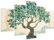 Kép – Elegáns mozaik fával (150x105 cm)