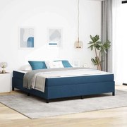 Boxrugós ágy Kék és Fekete 180 x 200 cm Textil és mérnöki fa