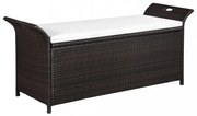 barna polyrattan tárolópad párnával 138 cm